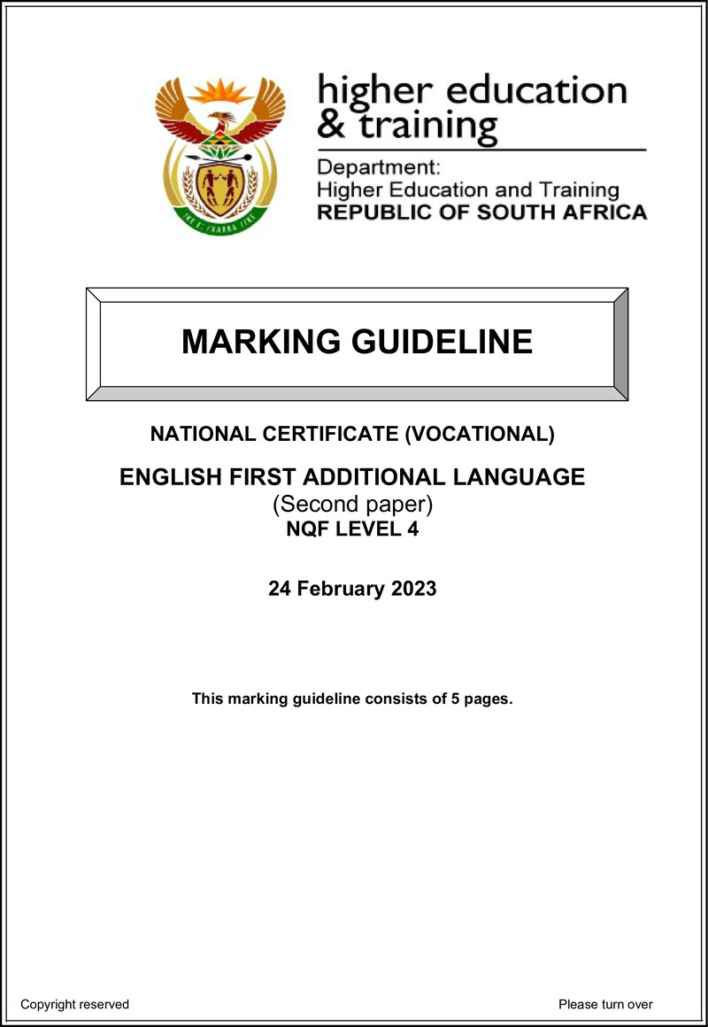 First Additional Language L4 P2 Supp MEMO Feb 2023 preview