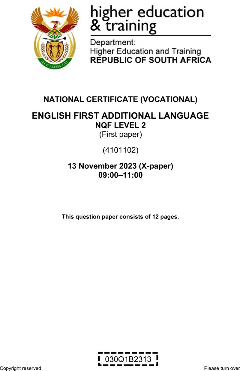 English First Additional Language L2 P1 Nov QP 2023 preview