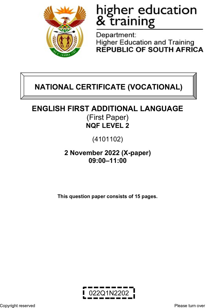 English First Additional Language L2 P1 QP Nov 2022 preview