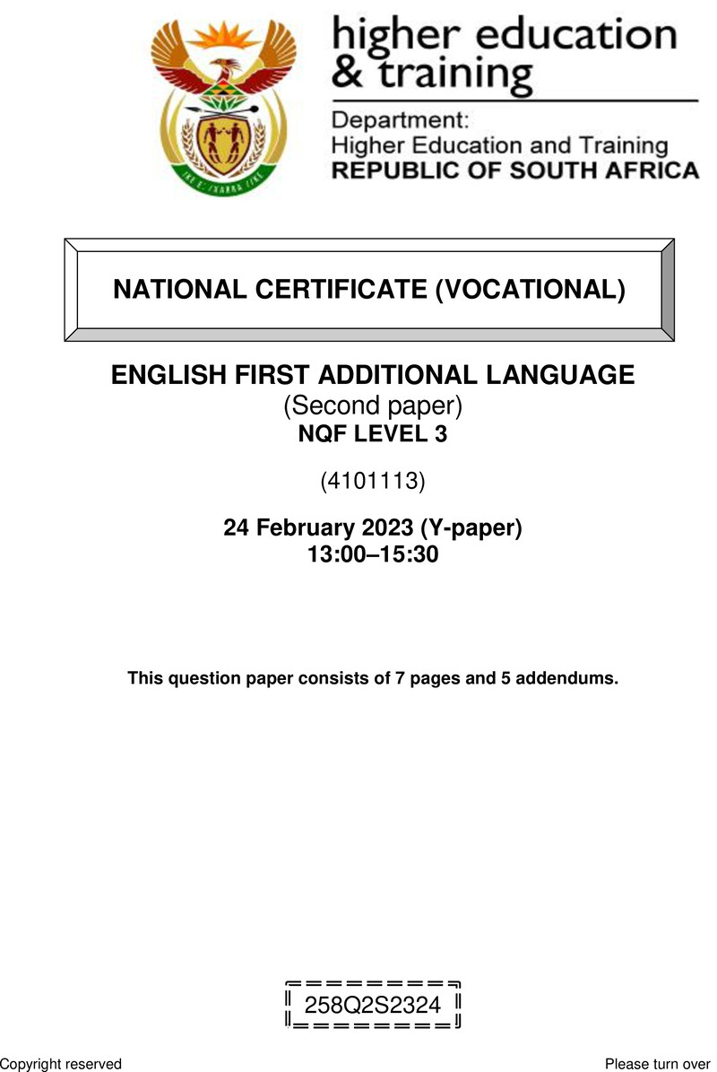 Nc1200 English First Additional Language L3 P2 QP Supp Feb 2023 Signed Off