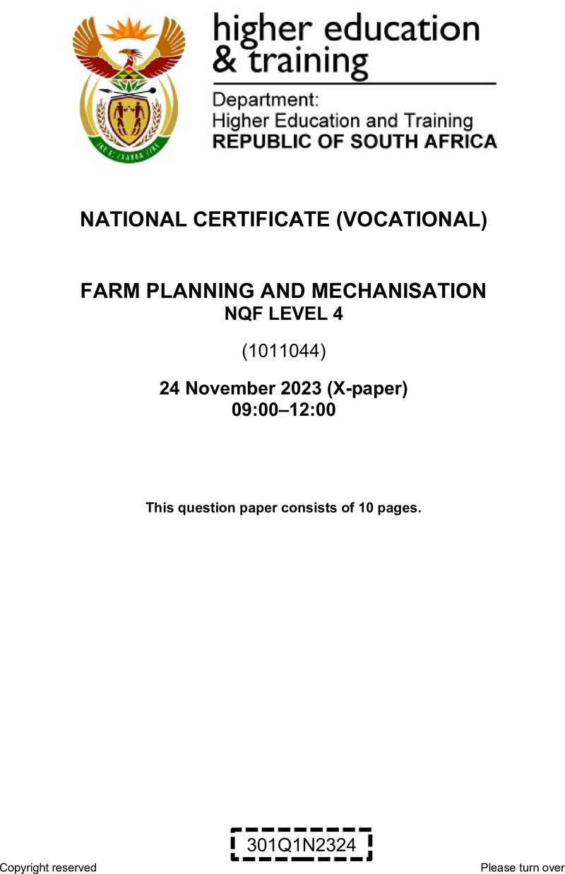 Nc1240 Farm Planning And Mechanisation L4 Nov QP 2023 Signed Off