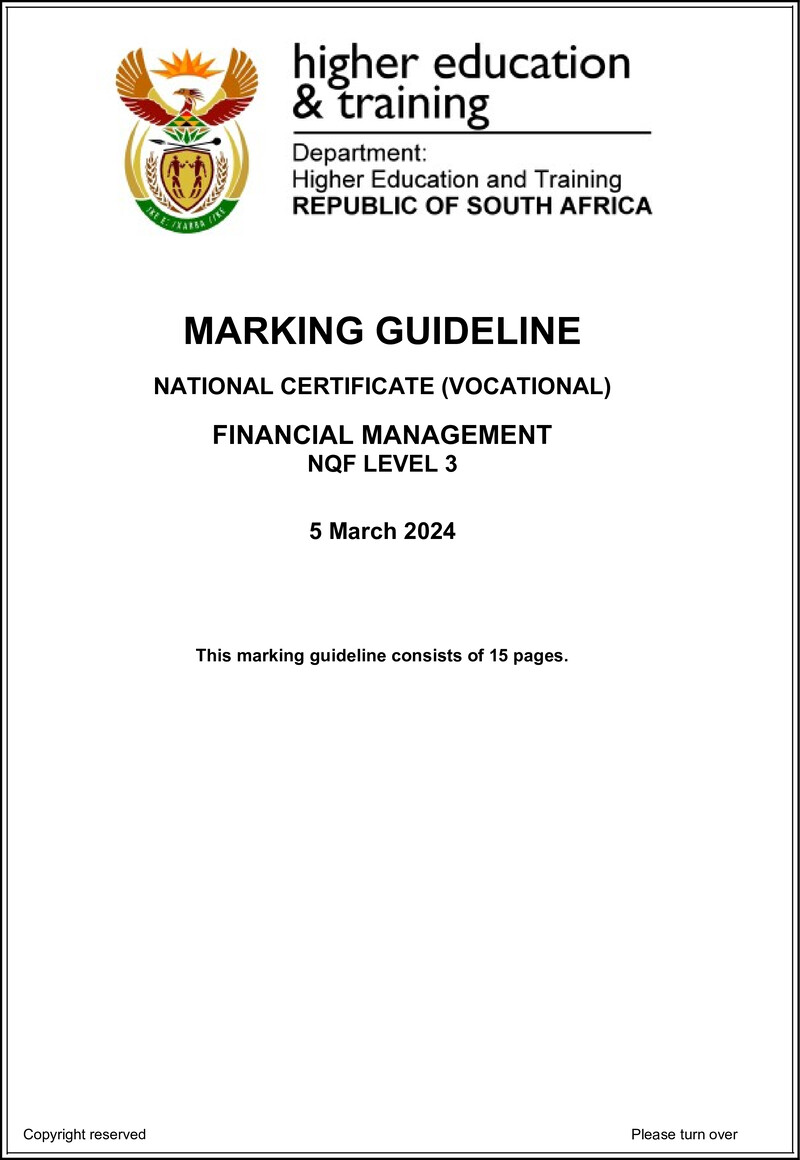 Financial Management L3 MEMO Feb 2022 Not 2024 preview