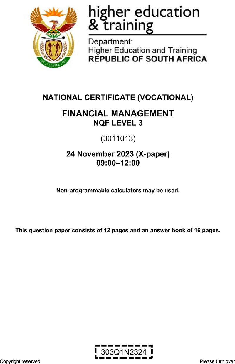 Financial Management L3 QP Nov 2023 preview