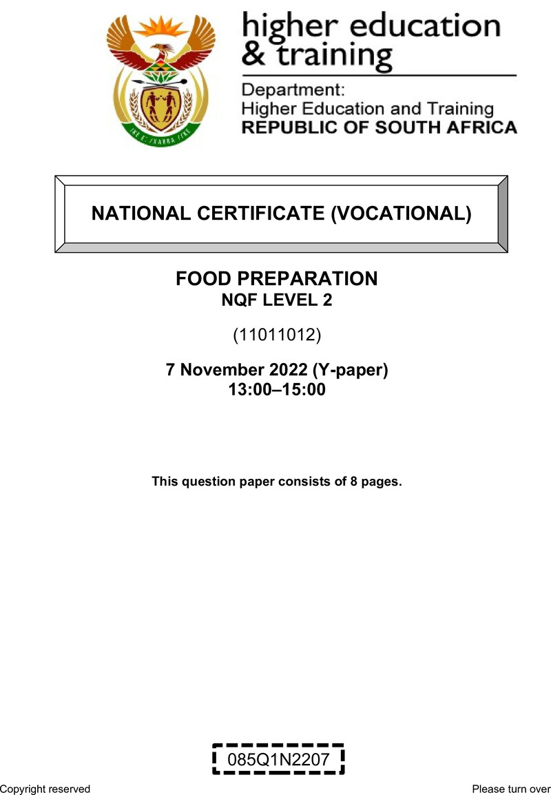 Food Preparation L2 QP Nov 2022 preview
