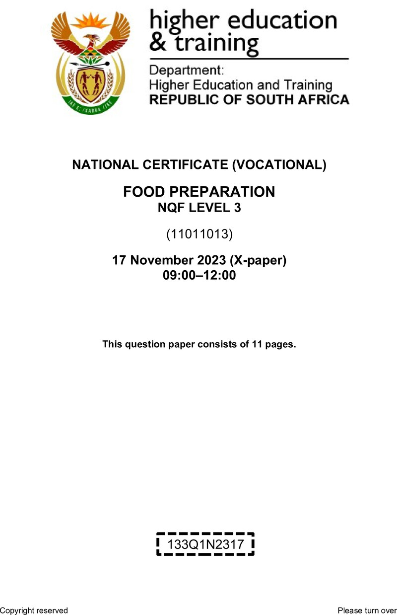 Nc1320 Food Preparation L3 QP Nov 2023