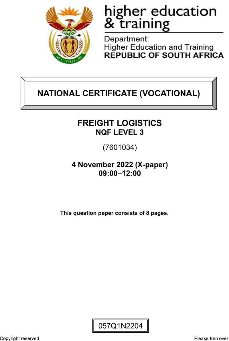Freight Logistics L3 Nov QP 2022 Moller preview