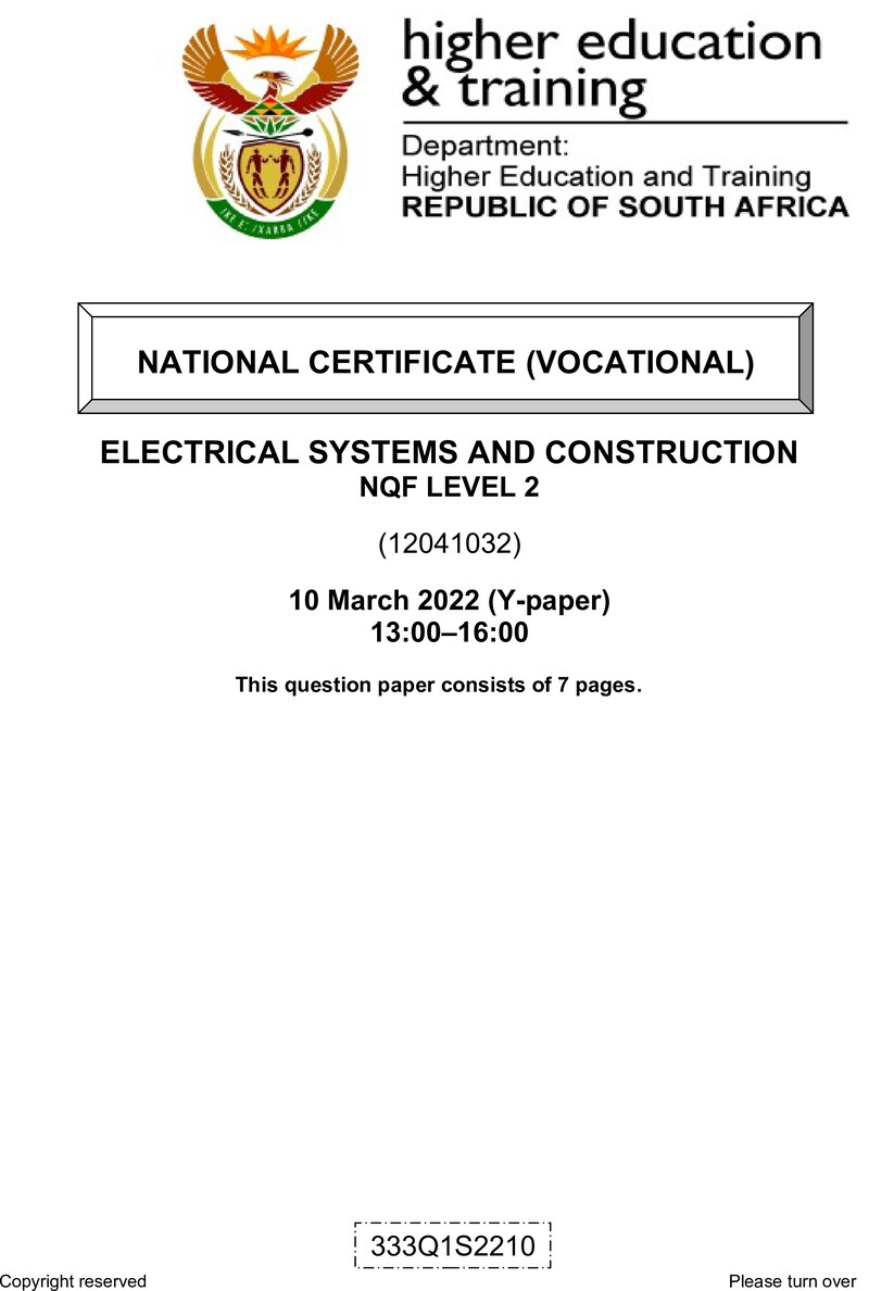 Electrical Systems And Construction L2 QP Feb 2022 Signed Off