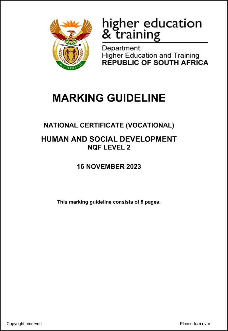 Human An Social Development L2 MEMO Nov 2023 preview