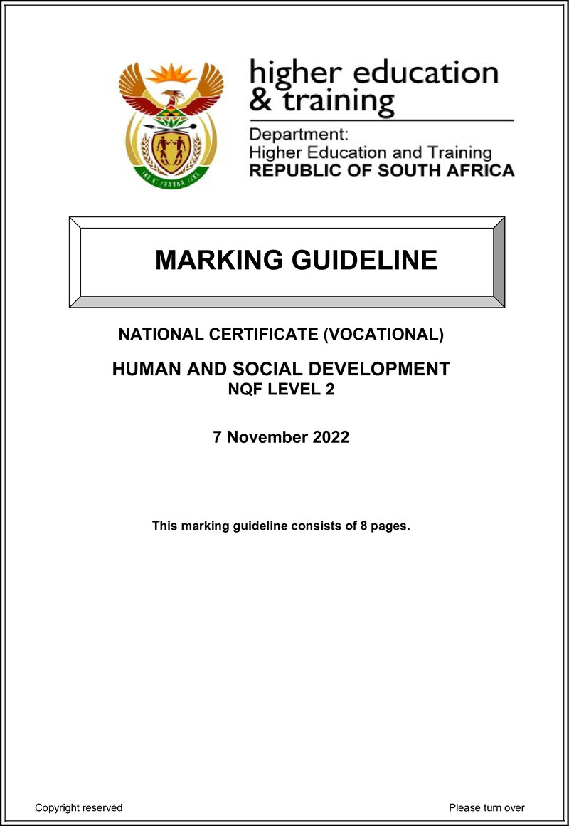 Human And Social Development L2 Nov MEMO 2022 preview