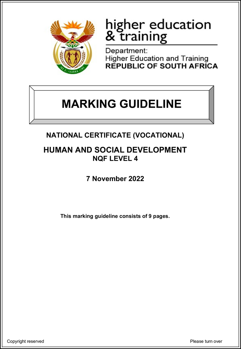 Human And Social Development L4 MEMO Nov 2022 preview