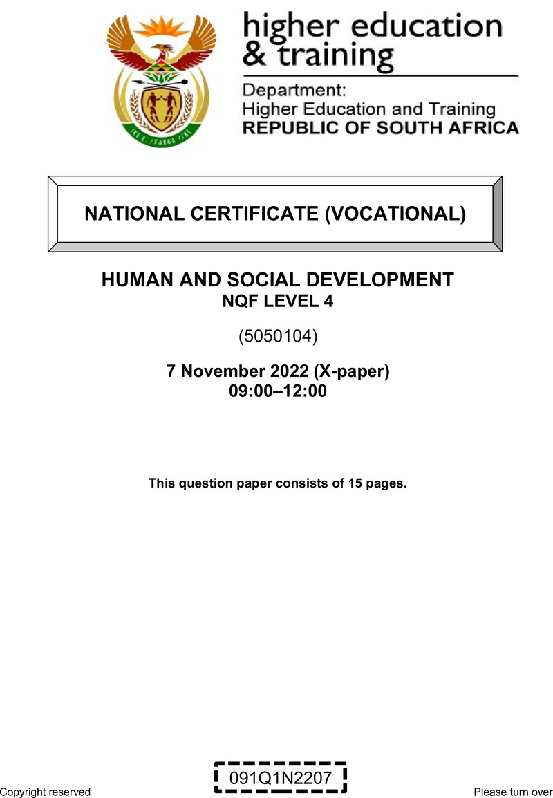 Human And Social Development L4 QP Nov 2022 preview