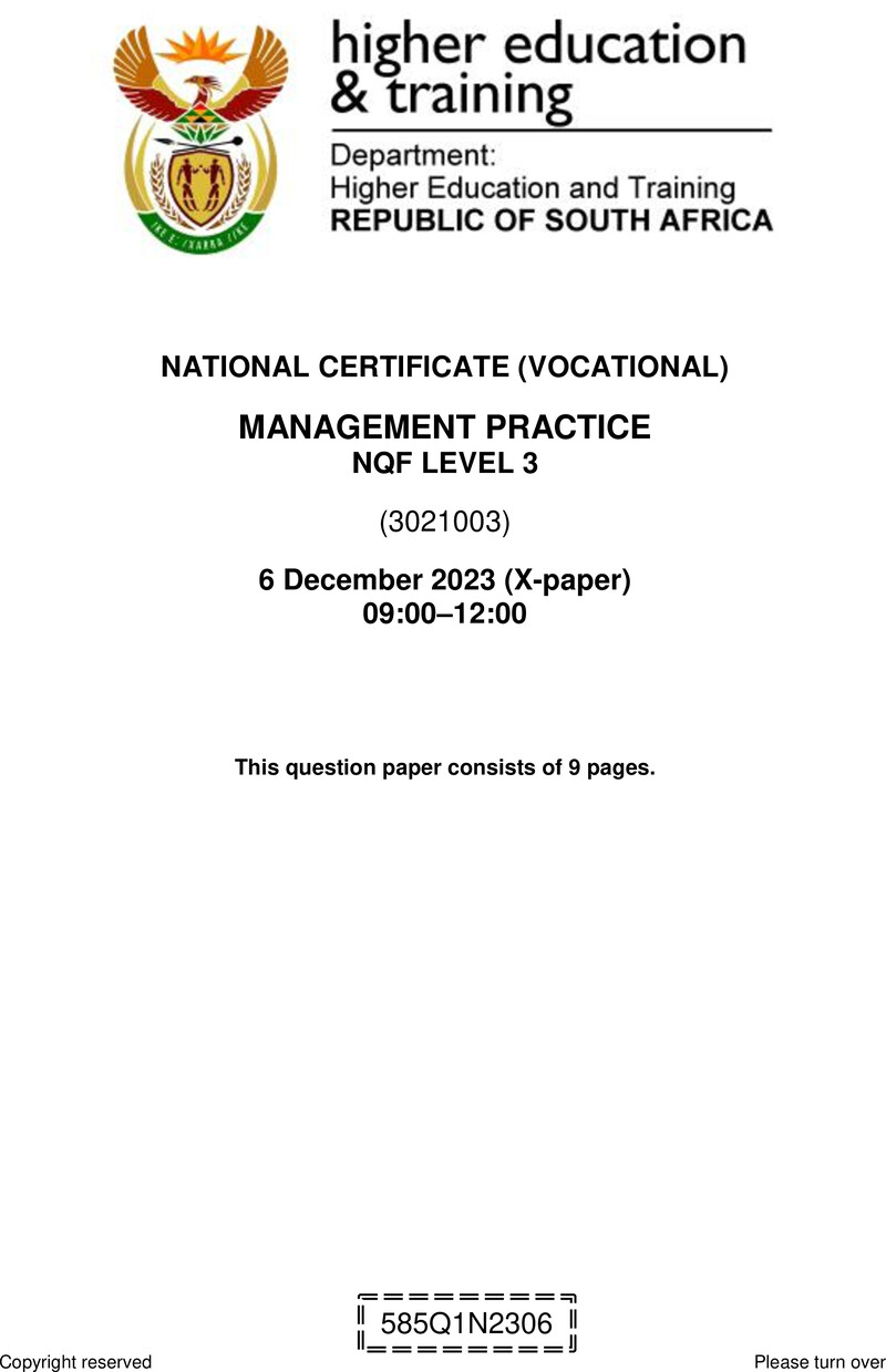 Management Practice L3 QP Nov 2023 preview