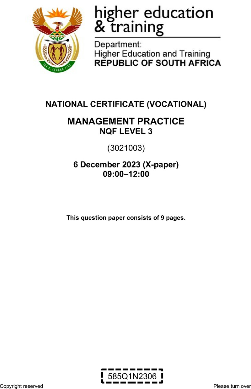 Management Practice L3 QP Nov 2023 preview
