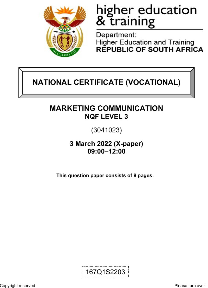 Marketing Communication L3 Supp QP Feb 2022 Fopma
