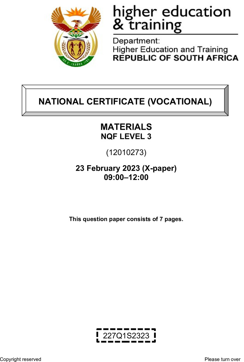 Nc1930 Materials L3 QP Sup Feb 2023