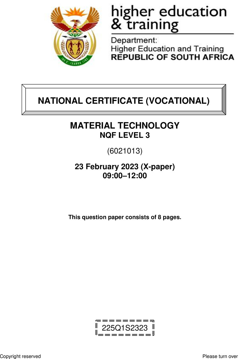 Nc1910 Material Technology L3 QP Supp Feb 2023 Em To Dhet Signed Off