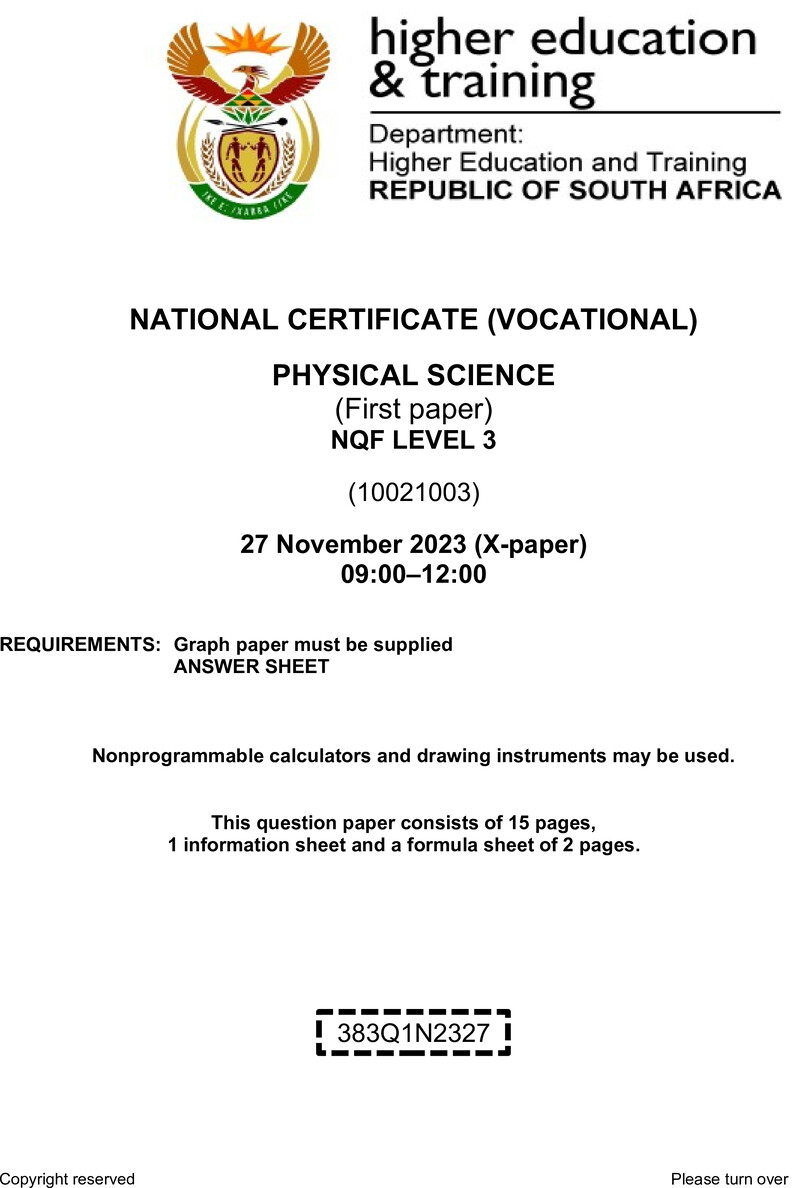 Nc2300 Physical Science L3 P1 Nov QP 2023 Signed Off