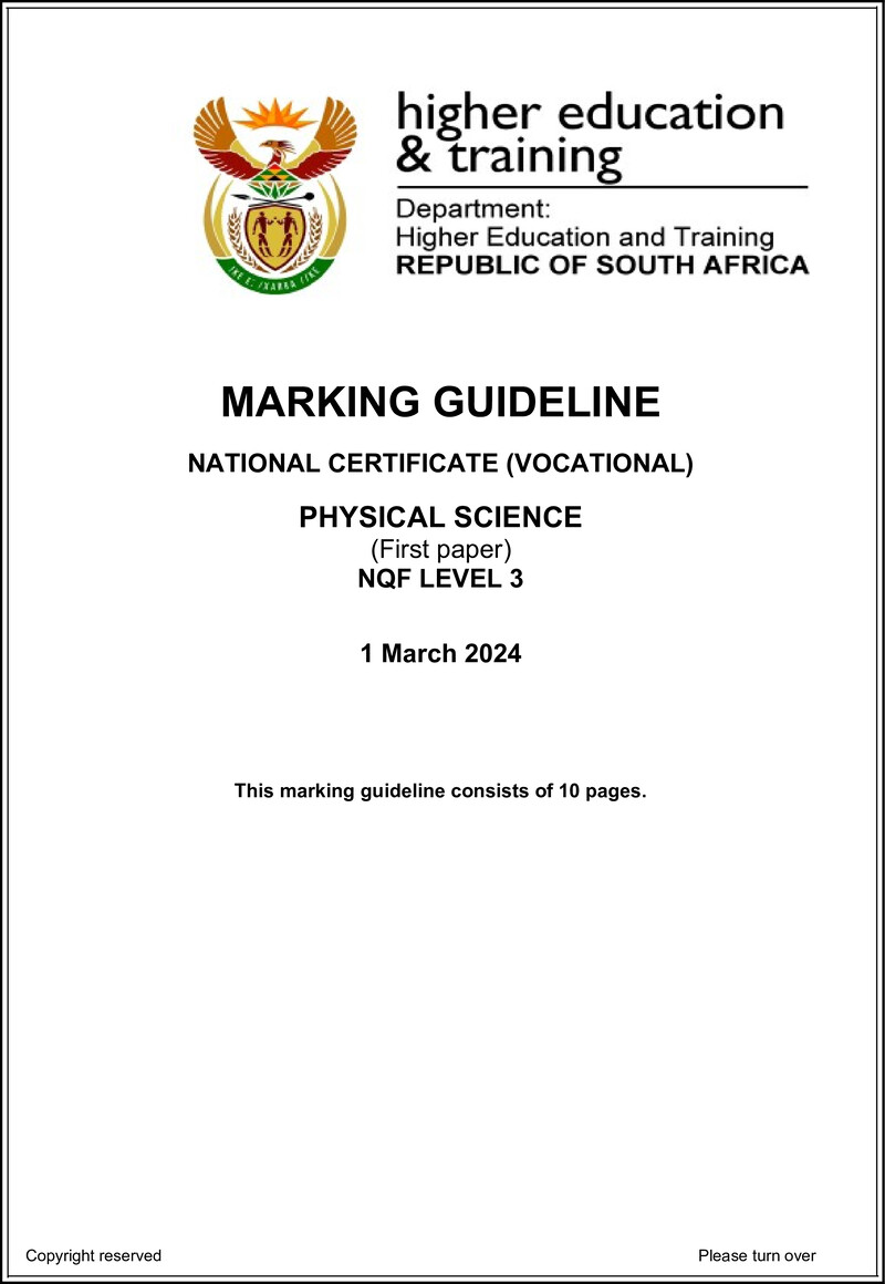 Physical Science L3 P1 Supp MEMO Feb 2022 Not 2024 preview