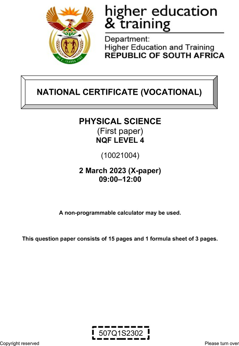 Physical Science L4 P1 QP Supp Feb 2023 preview