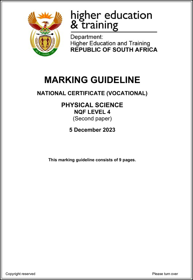 Physical Science L4 P2 Nov MEMO 2023 preview