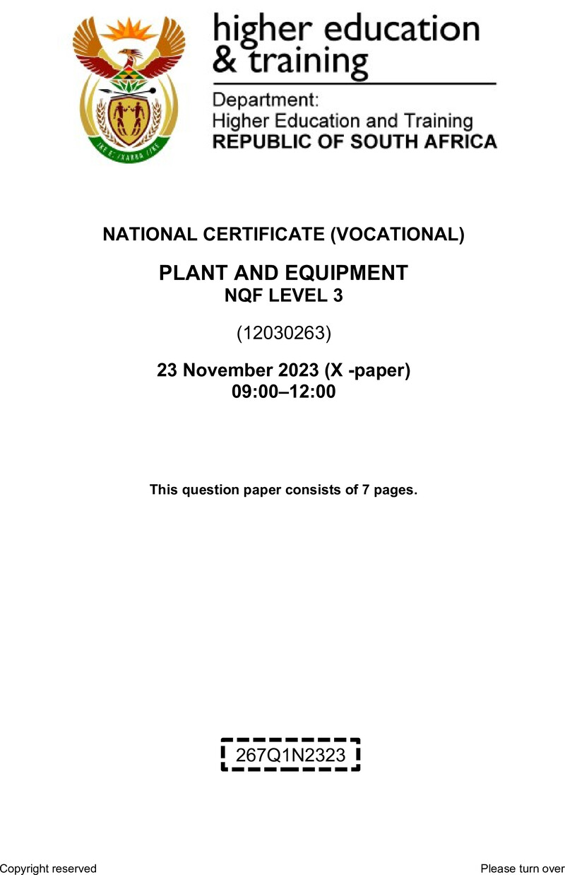 Nc2350 Plant And Equipment L3 QP Nov 2023 Edited Williams E