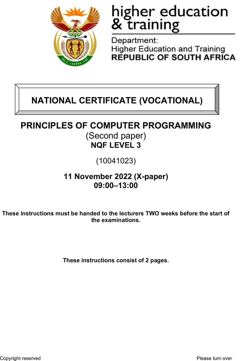 Nc2420 Principles Of Computer Programming L3 P2 Instructions Nov 2022