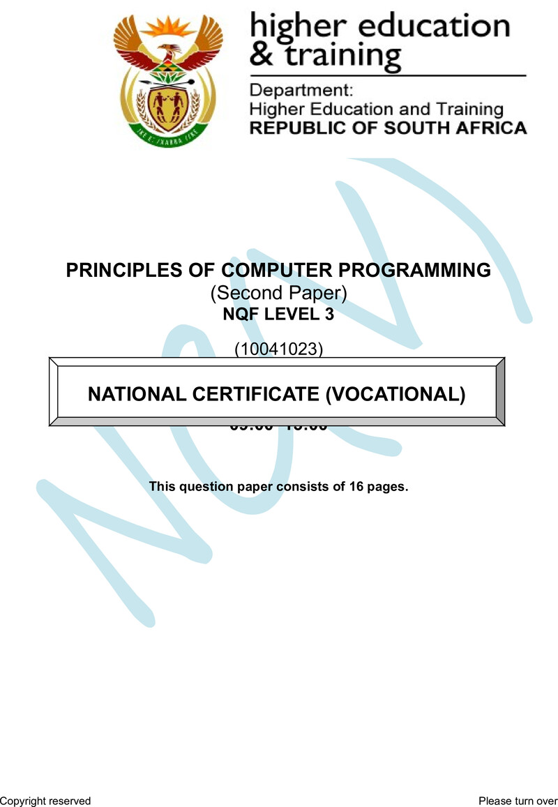 Nc2430 Principles Of Computer Programming L3 P2 QP Nov 2017