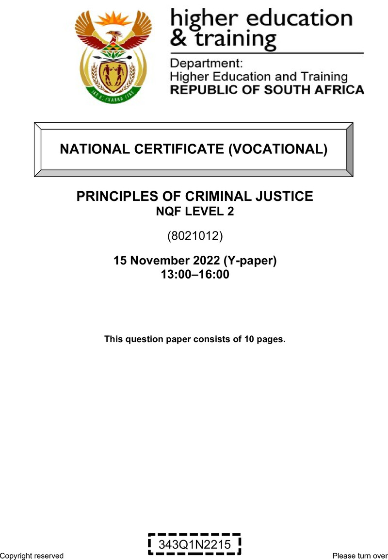 Principles Of Criminal Justice L2 QP Nov 2022 Moller preview