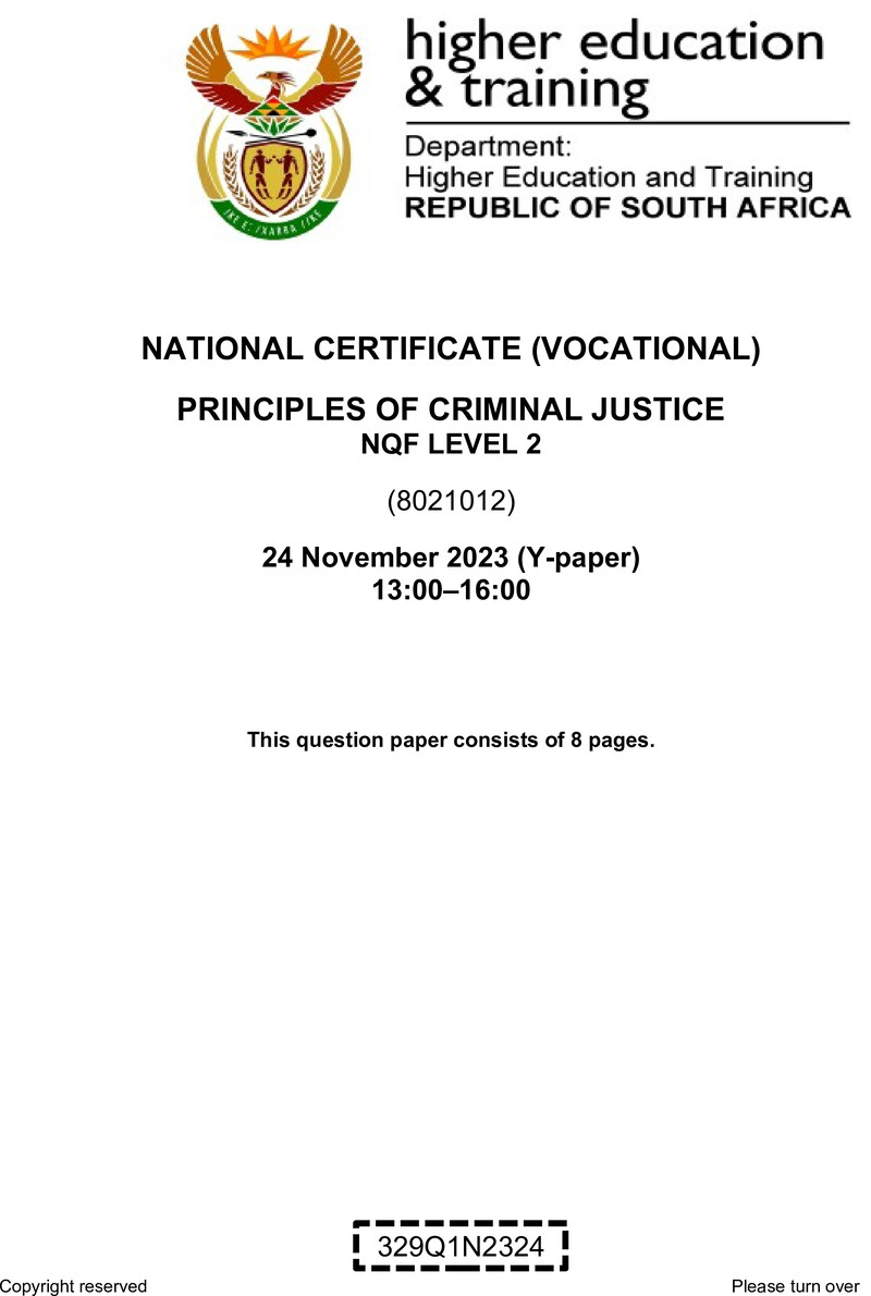 Principles Of Criminal Justice L2 QP Nov 2023 preview