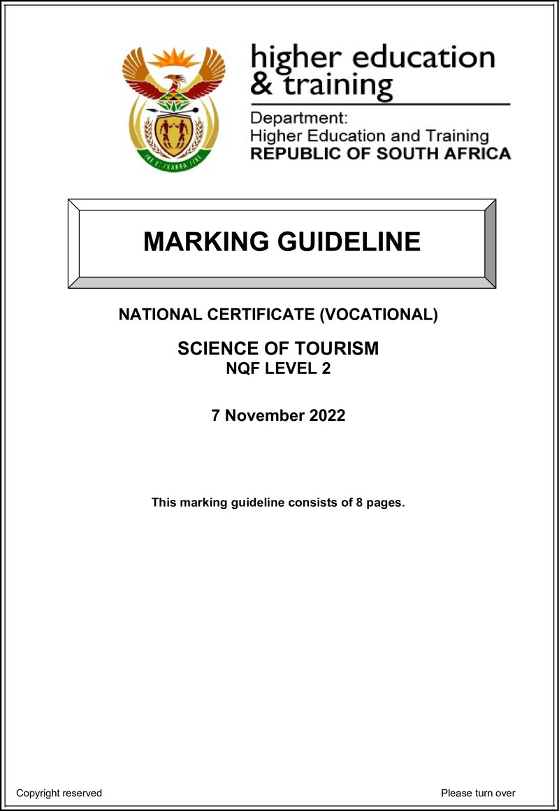 Nc2700 Science Of Tourism L2 Nov Memo 2022 Ed