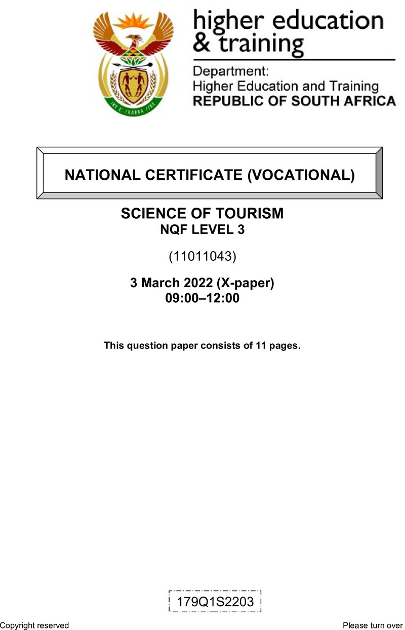 Science Of Tourism L3 QP Feb 2022 Signed Off