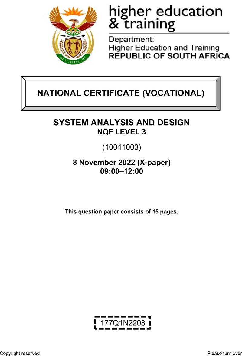 System Analysis And Design L3 QP Nov 2022 preview