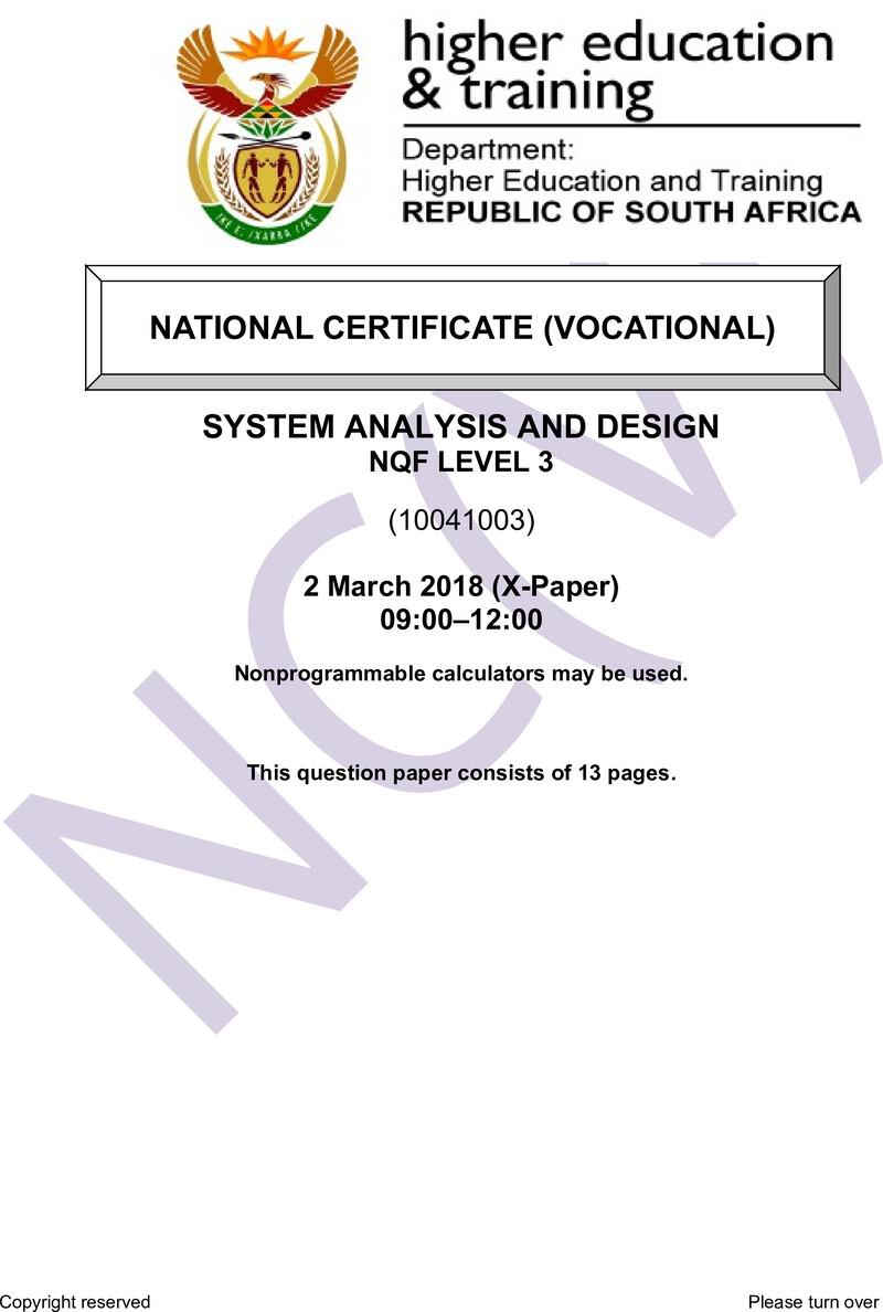 System Analysis And Design L3 QP Supp 2018 Em To Dhet preview