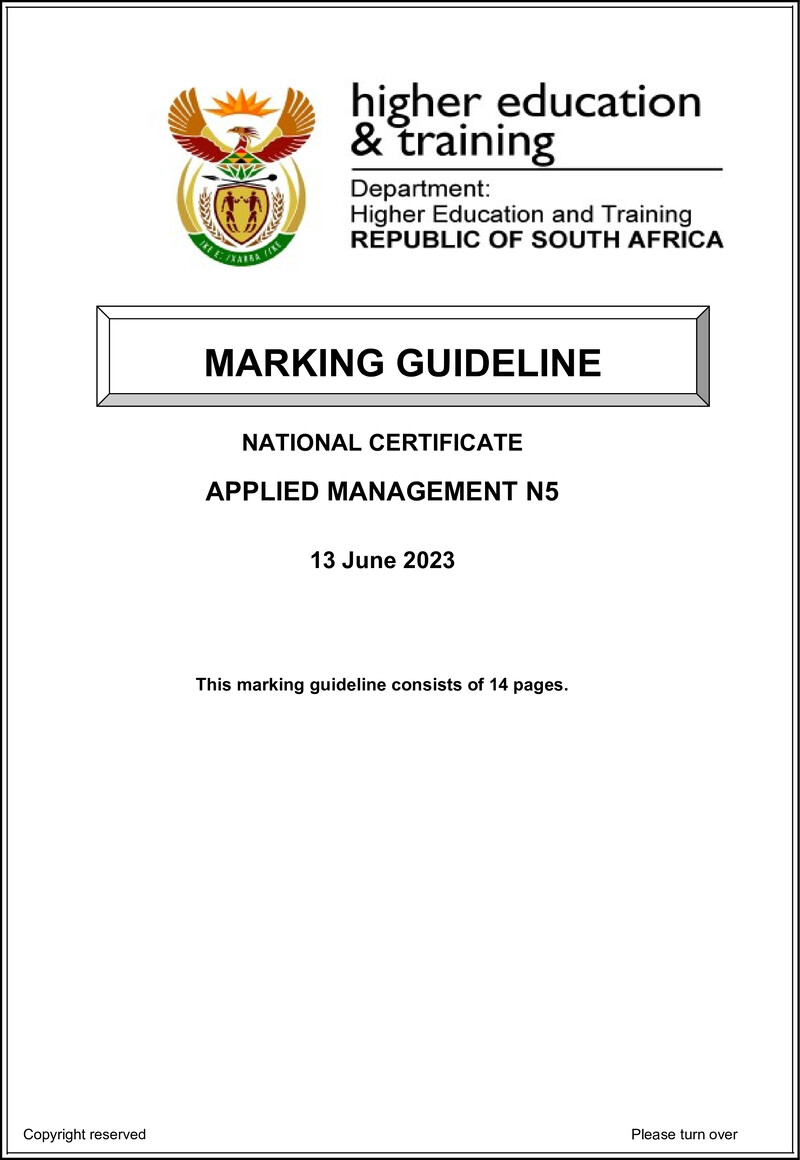 Management N5 June MEMO 2023 preview