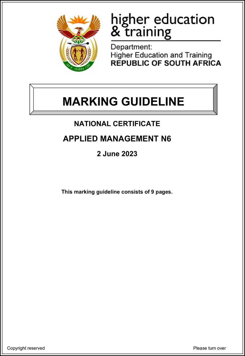Applied Management N6 Memo June 2023