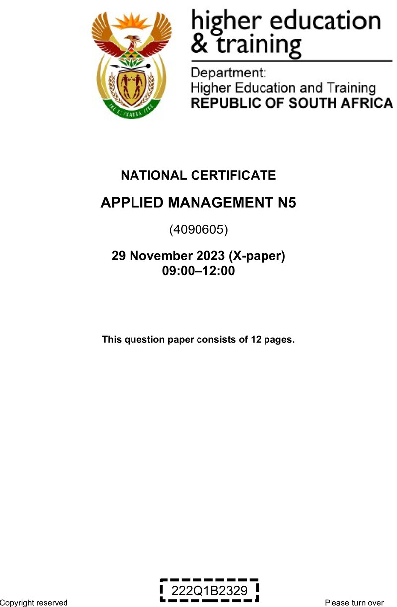 N30 Applied Management N5 QP Nov 2023 preview