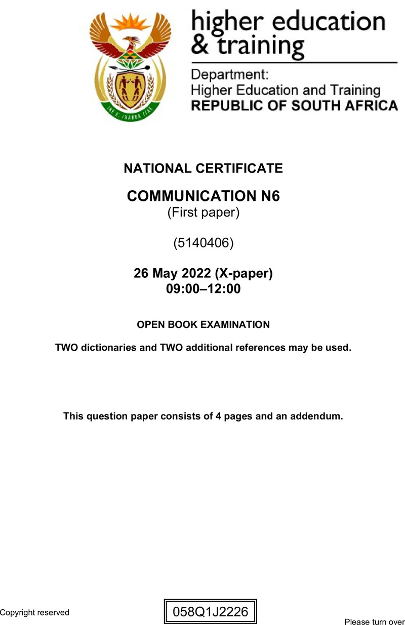 Communication N6 P1 QP June 2022