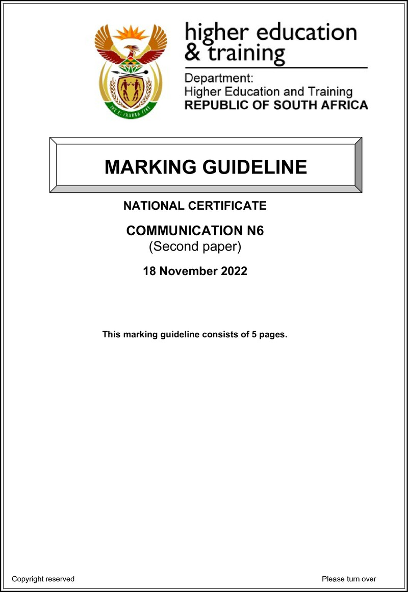 Communication N6 P2 Memo Nov 2022