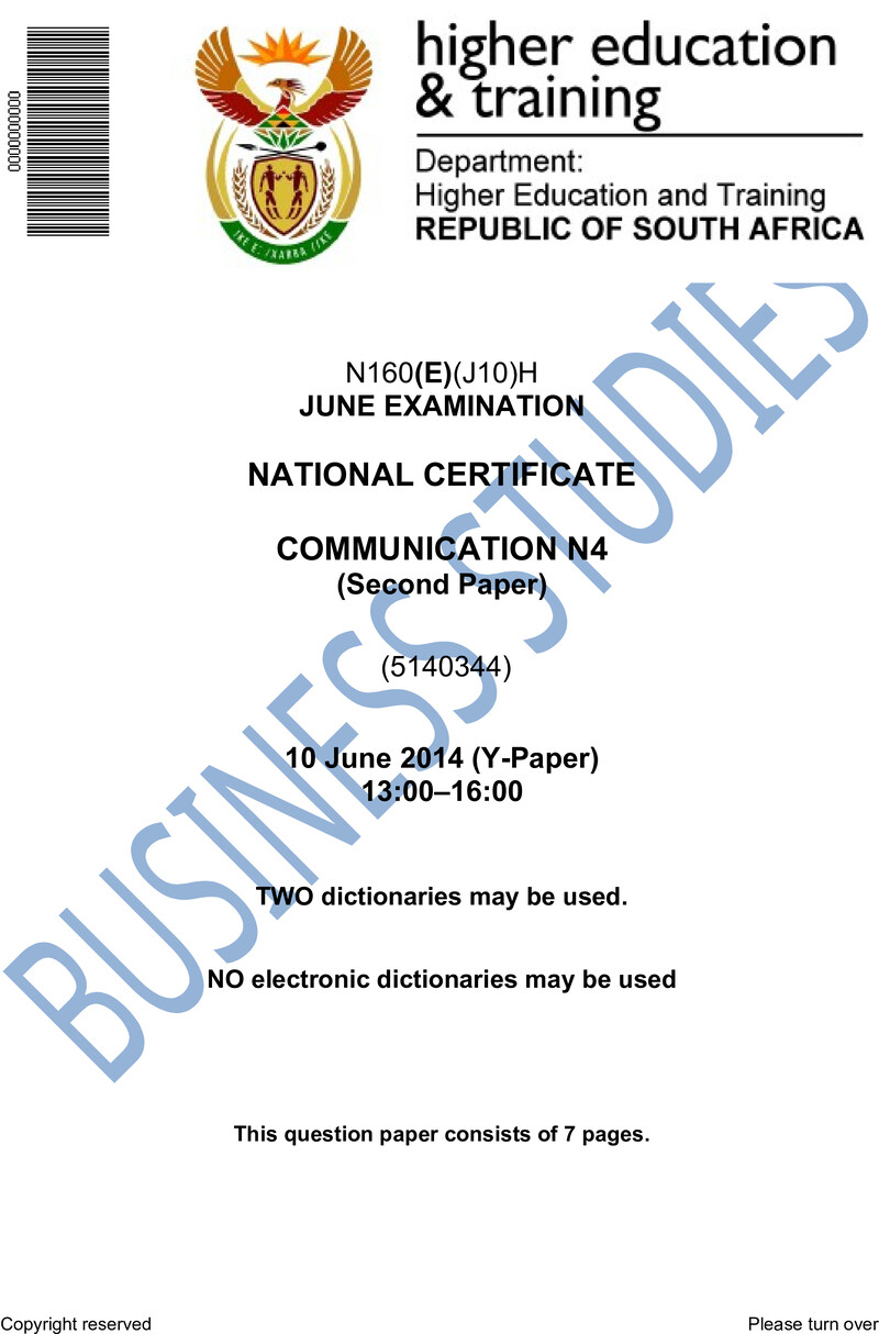 N4 Paper 2 Exam June 2014 preview