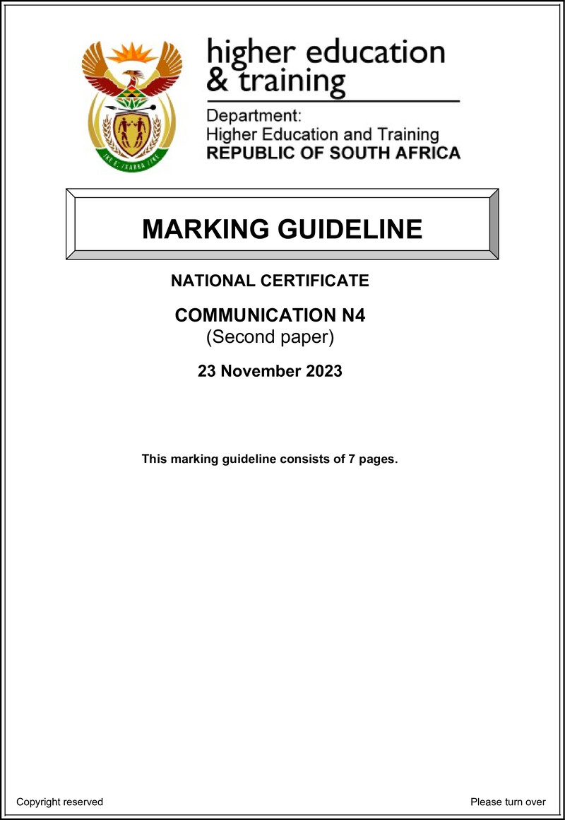 N160 Communication N4 P2 MEMO Nov 2023 preview
