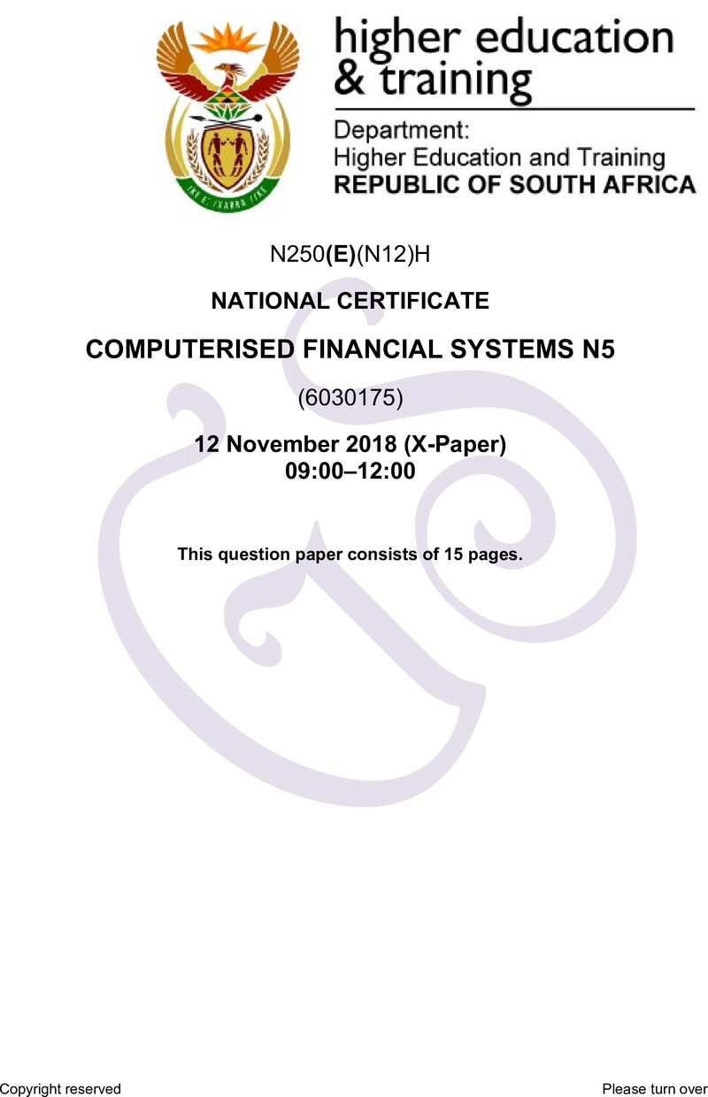 Financial Systems N5 QP Nov 2018 preview
