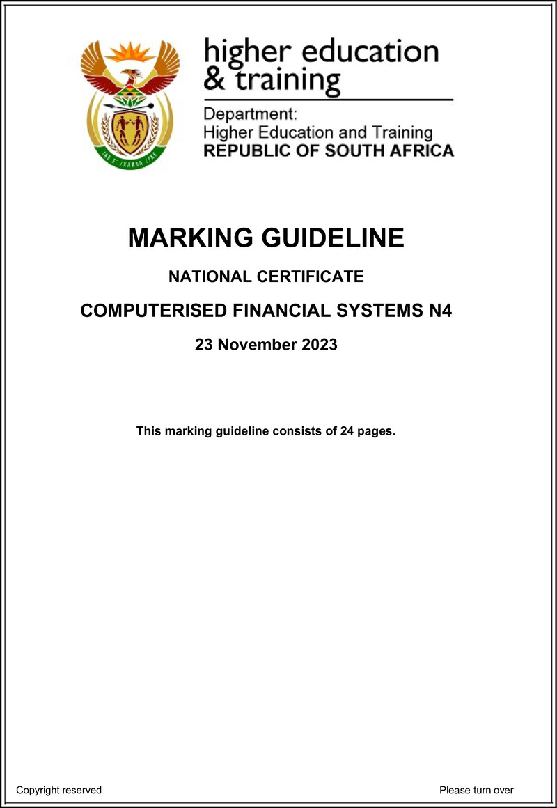 N240 Computerised Financial Systems N4 Memo Nov 2023