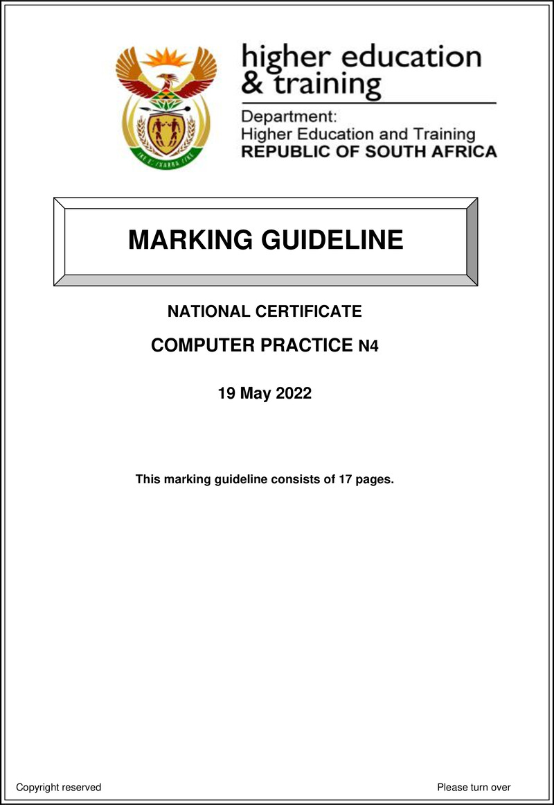 Computer Practice N4 Memo June 2022