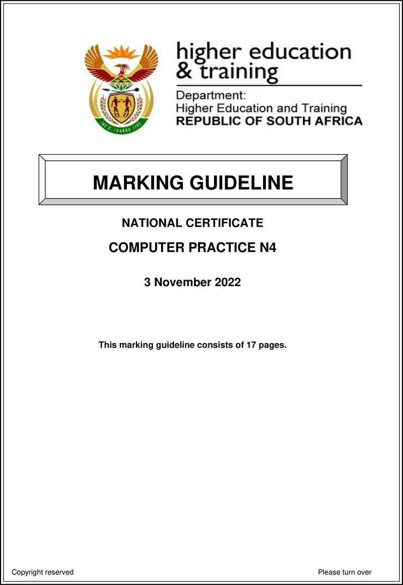 Computer Practice N4 Memo Nov 2022