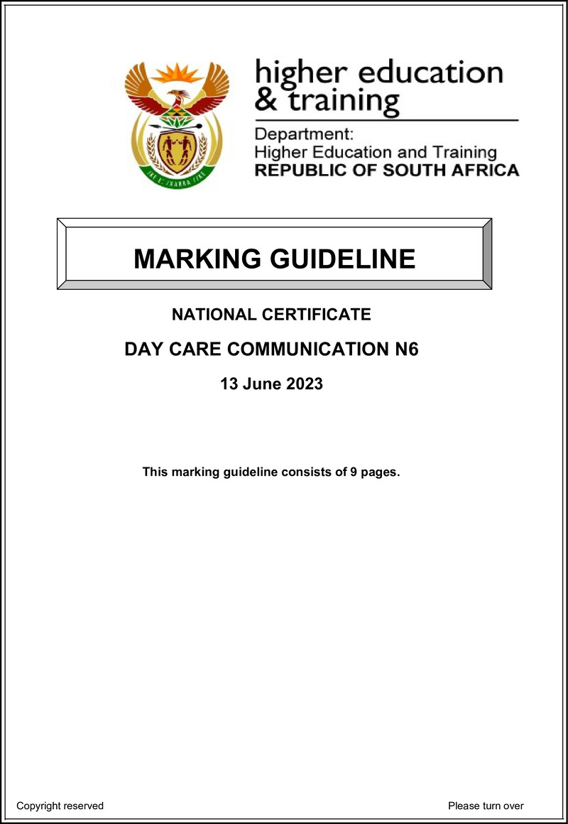 Day Care Communication N6 Memo June 2023
