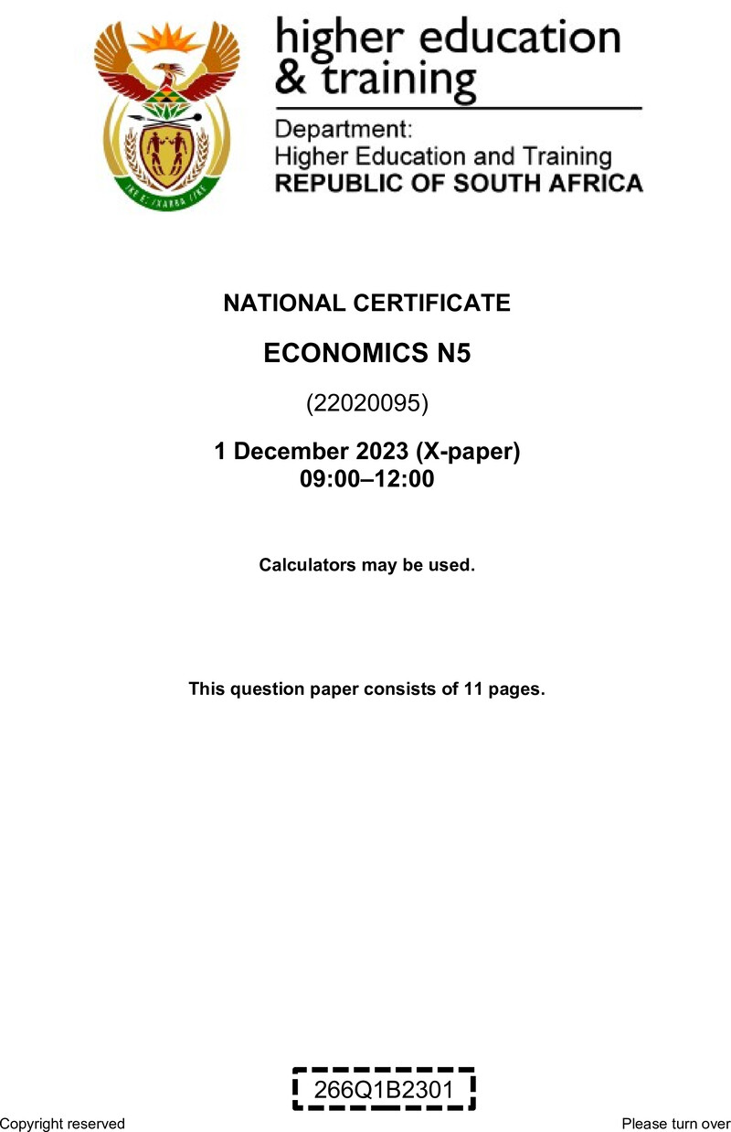 N370 Economics N5 Nov QP 2023 preview