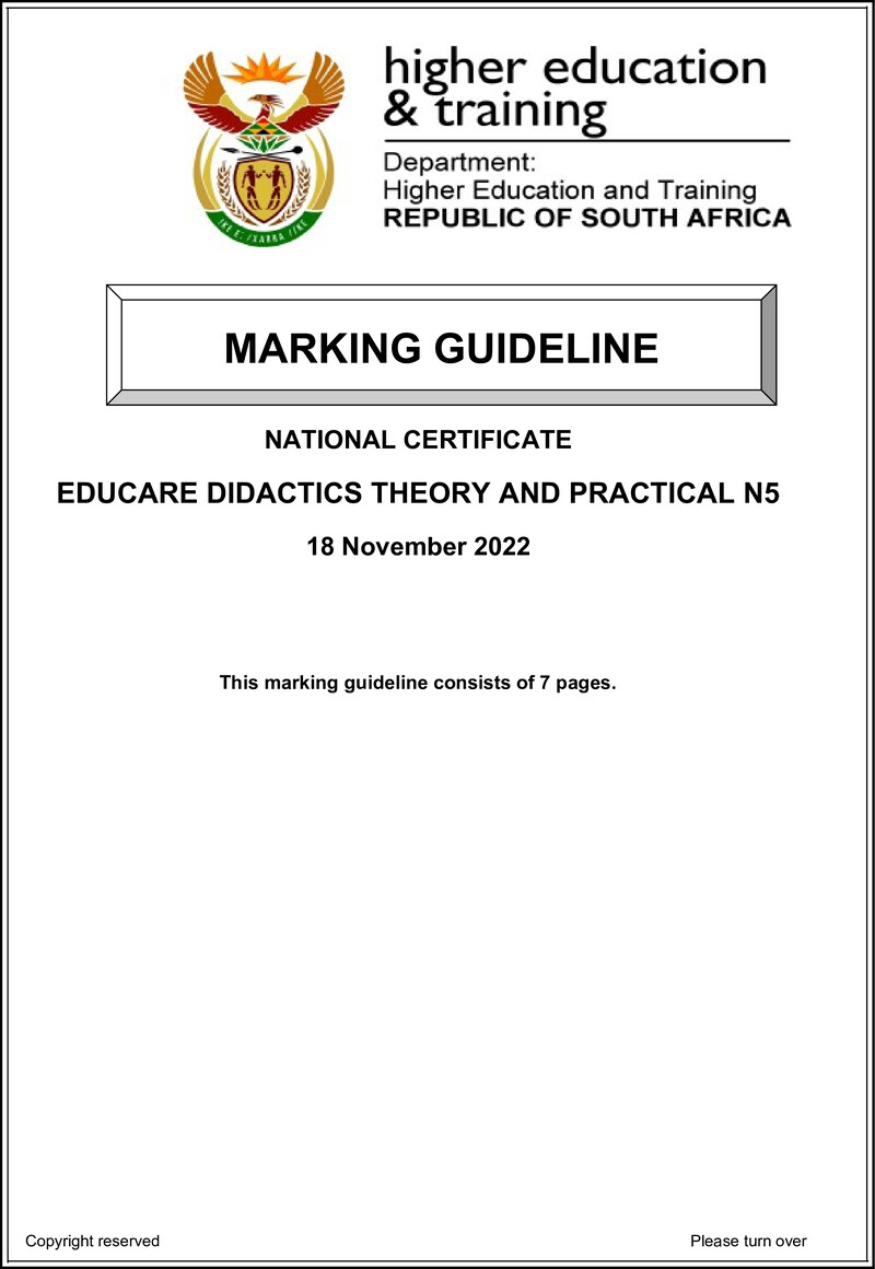 Didactics Theory And Practical N5 Nov MEMO 2022 preview