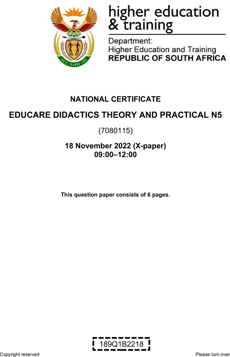 Didactics Theory And Practical N5 Nov QP 2022 preview