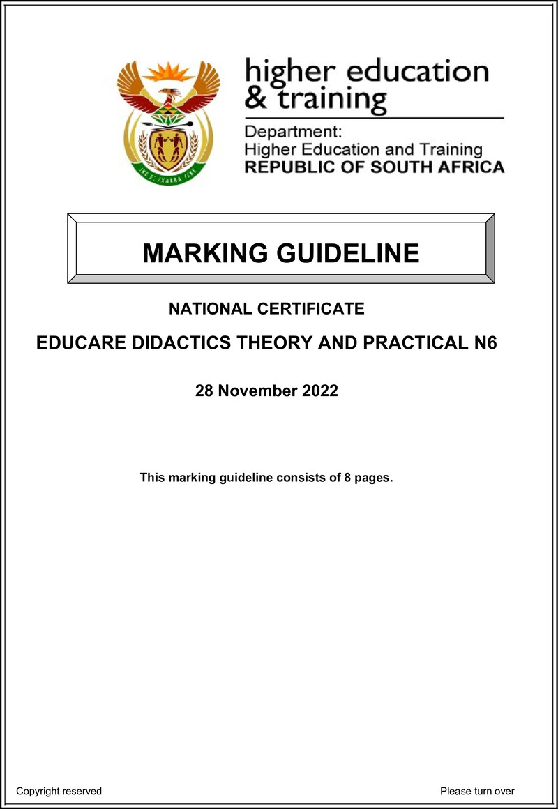 Didactics Theory And Practical N6 MEMO Nov 2022 preview