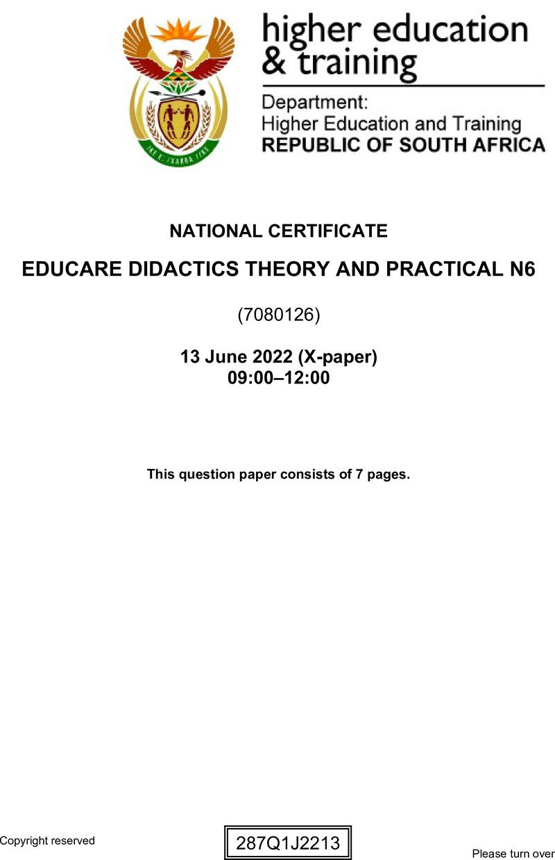 Educare Didatics Theory And Practical N6 QP June 2022